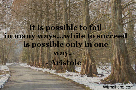 Aristole Quote: It is possible to fail in many ways...while to succeed